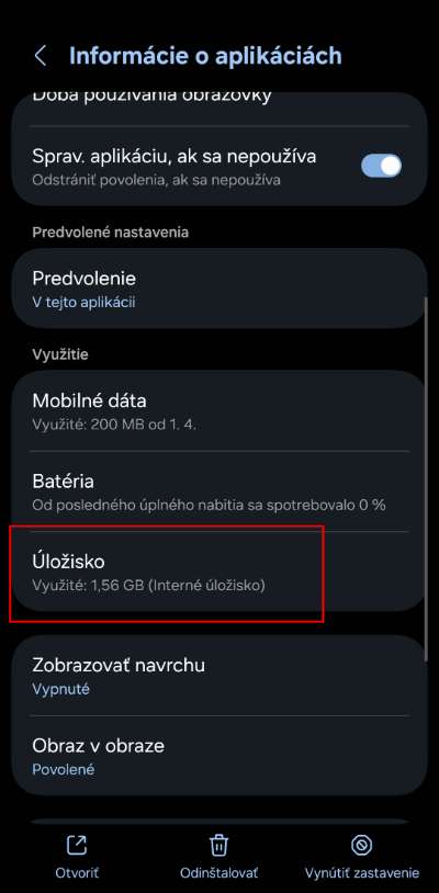 vymazanie dat a cache pamate android aplikacia navod_2